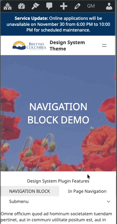 Mobile navigation overlay