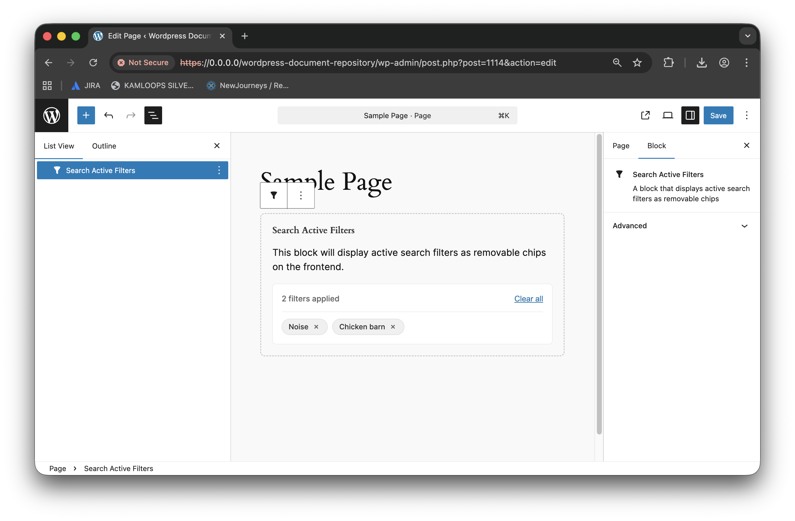 Search Active Filters Block