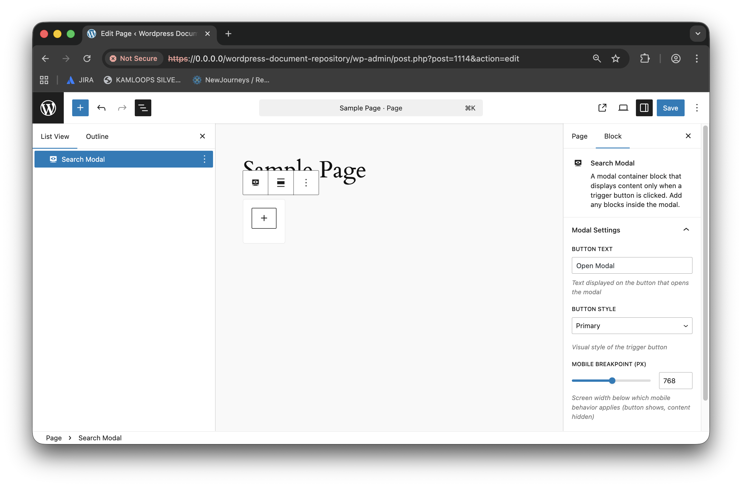 Search Modal Block