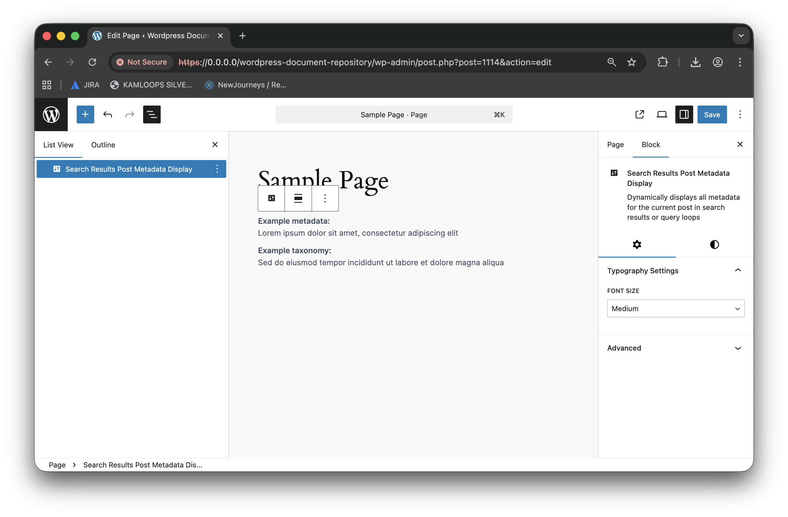 Search Results Post Metadata Display Block