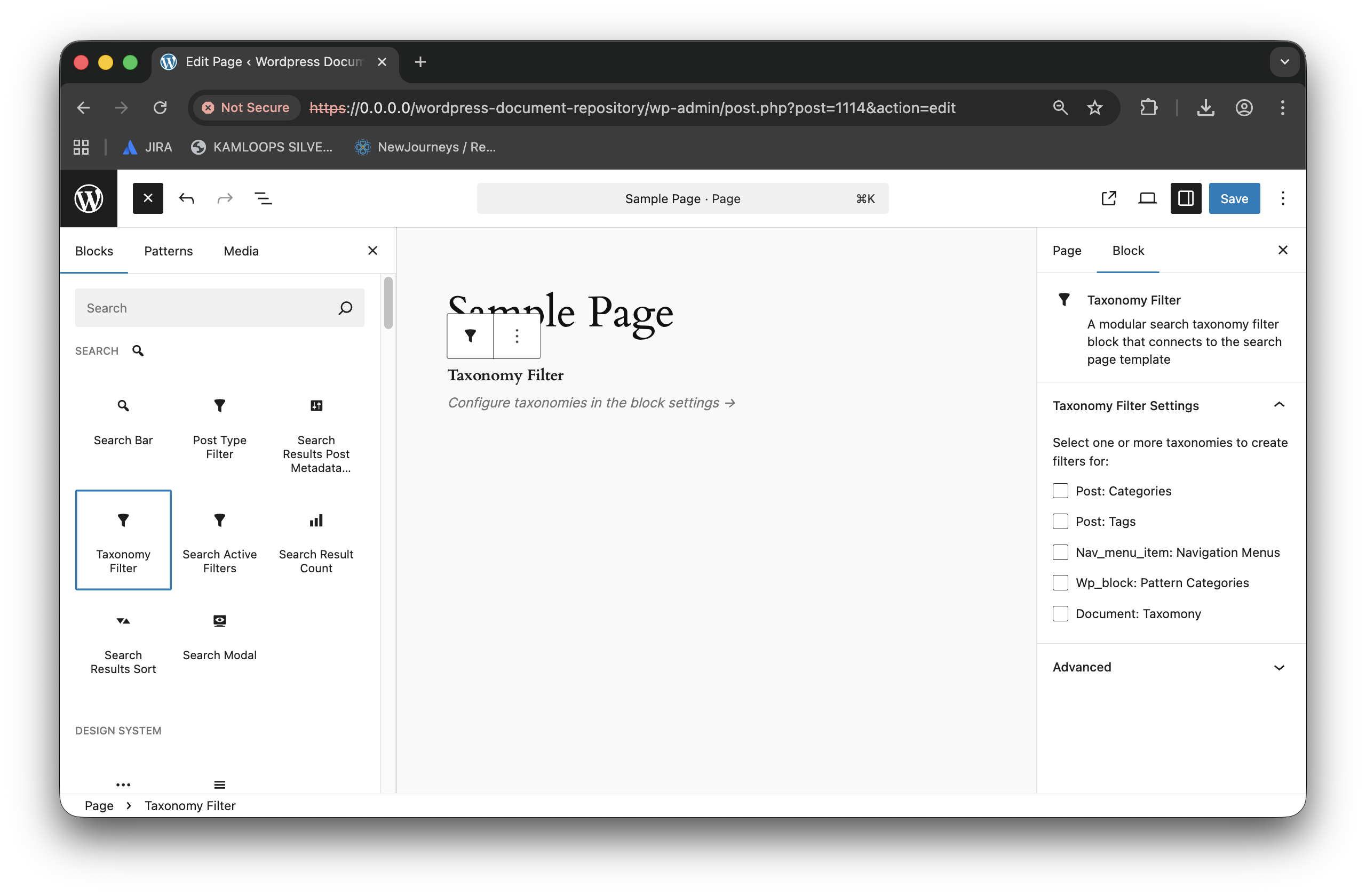 Search Taxonomy Filter Block