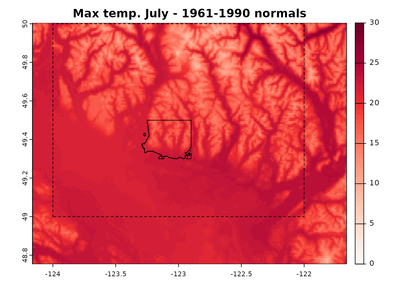 Downloaded normals shown with North Vancouver area and the requested bounding box.