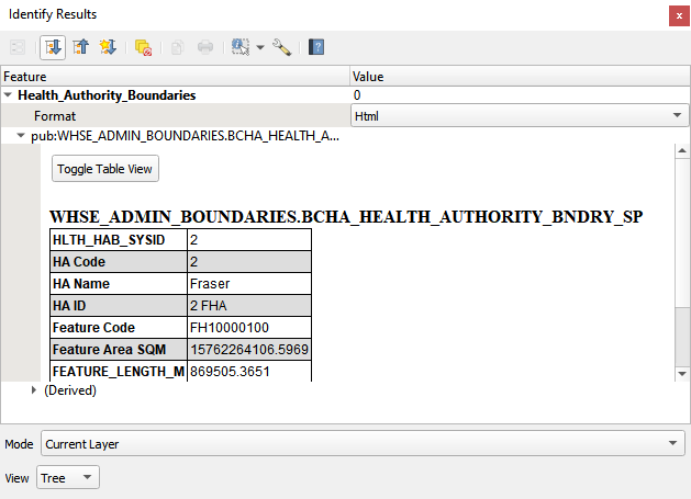 Identify Results for WMS Health Authority layer