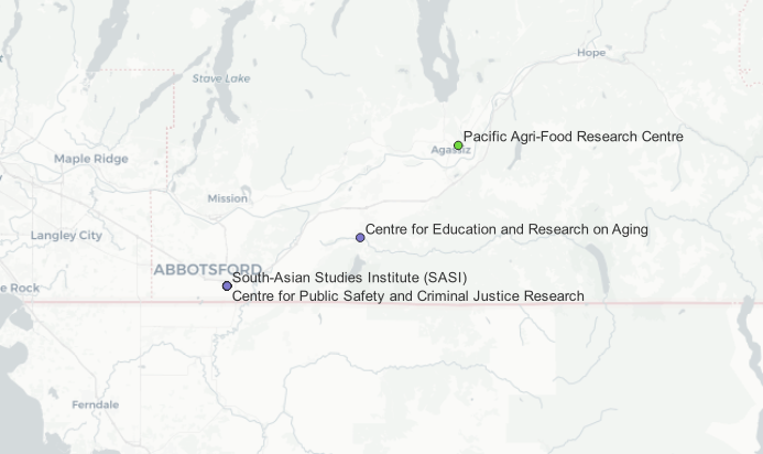 Research centres with labels added