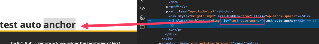 Add a Heading Block with Auto Anchor
