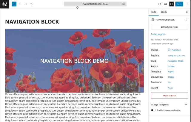 Add the Navigation Block