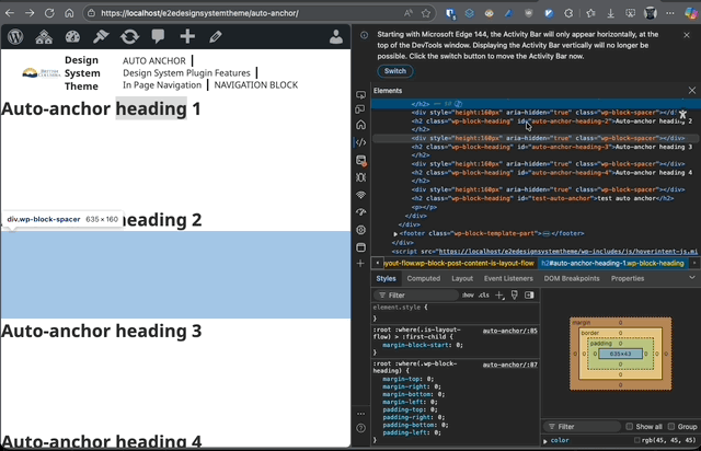 Frontend — Jump to section via URL hash