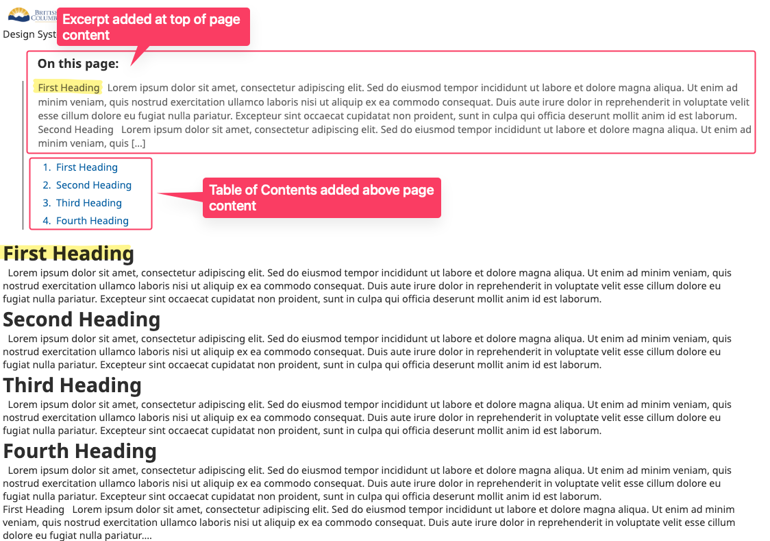 In-Page Navigation example