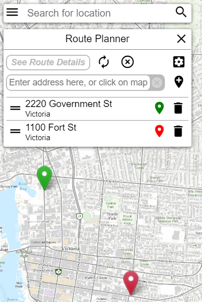 Route Planner Panel