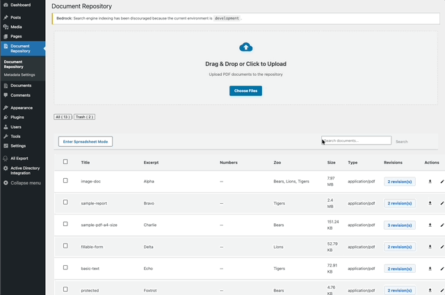 Search For Documents in the repository